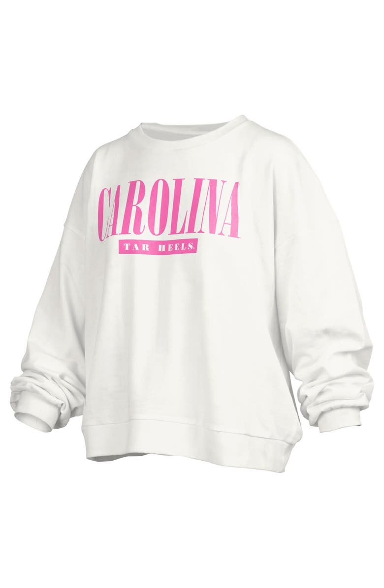 PRESSBOX Women's Pressbox White North Carolina Tar Heels Sutton Janise Waist Length Oversized Pullover Sweatshirt, Main, color, White