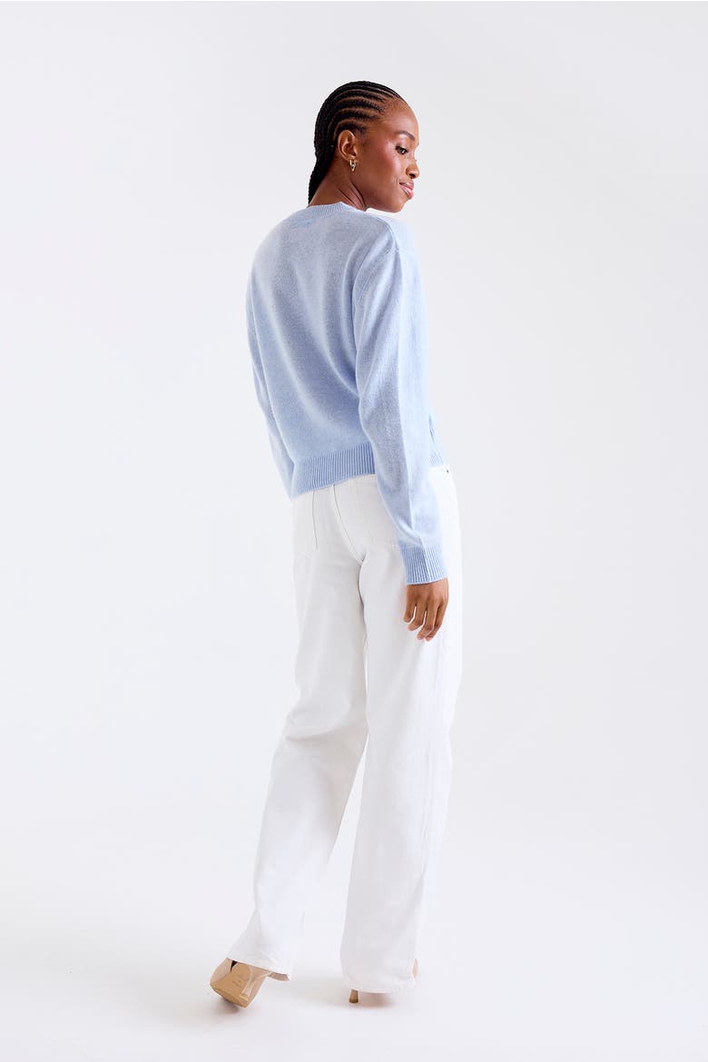 Vee V-Neck 100% Cashmere Sweater, Alternate, color, AZURE