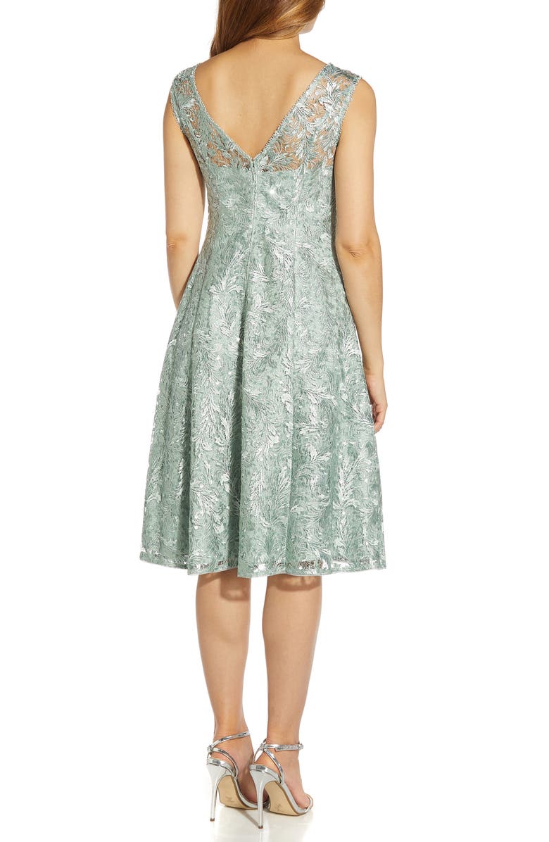 Adrianna Papell Embroidered Cocktail Dress, Alternate, color, Cloudy Aqua