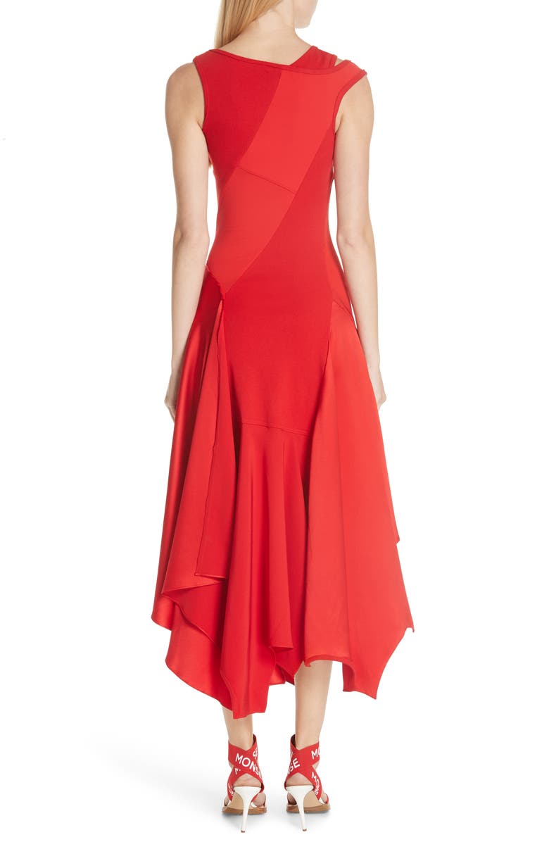 MONSE Asymmetrical Mixed Media Midi Dress, Alternate, color,