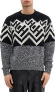 Helmut Lang Zephir Oversize Fair Isle Wool Blend Crewneck Sweater