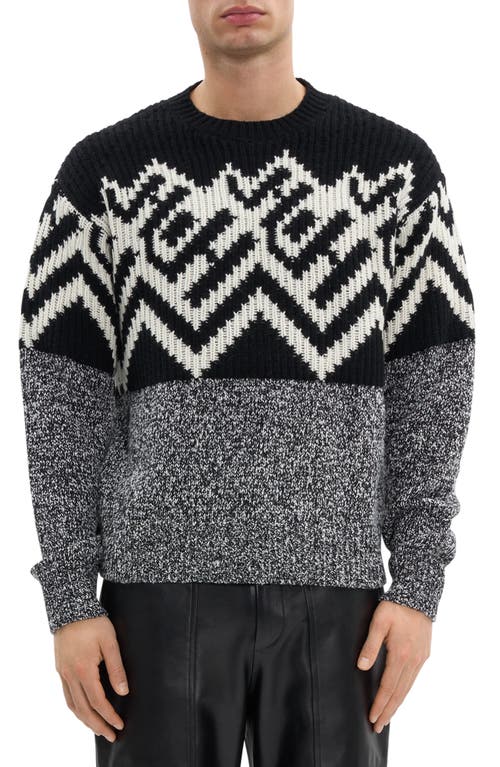 Helmut Lang Zephir Oversize Fair Isle Wool Blend Crewneck Sweater In Animal Print