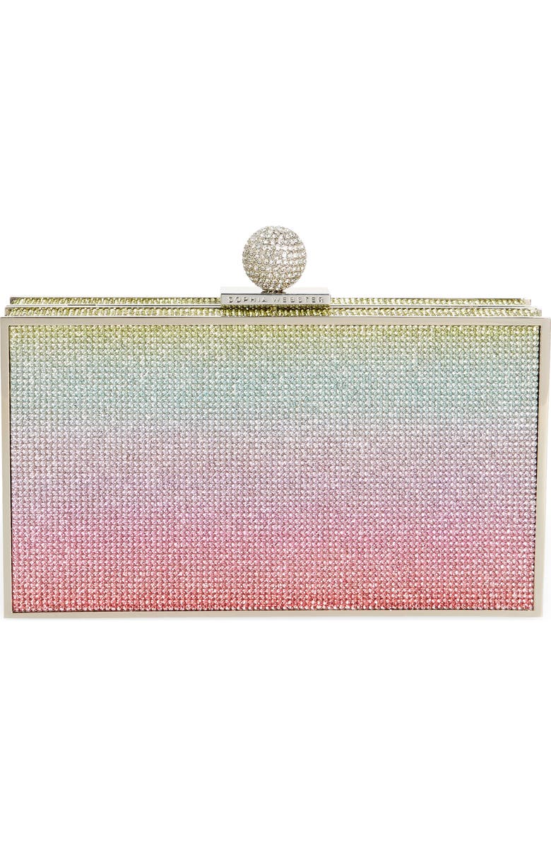 SOPHIA WEBSTER Clara Rainbow Crystal Box Clutch, Main, color,
