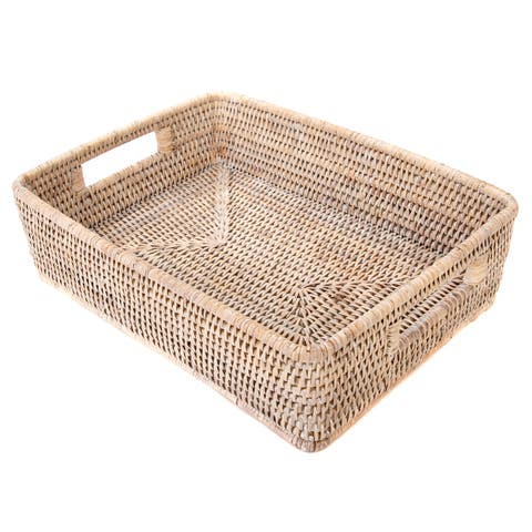 Artifacts Rattan Rectangular Storage Basket with Rounded Corners