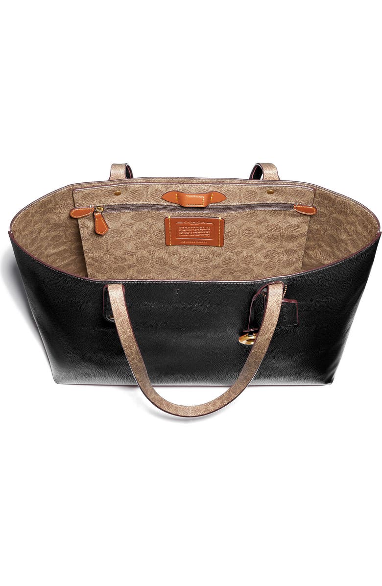 COACH Central Leather & Signature Coated Canvas Tote, Alternate, color,