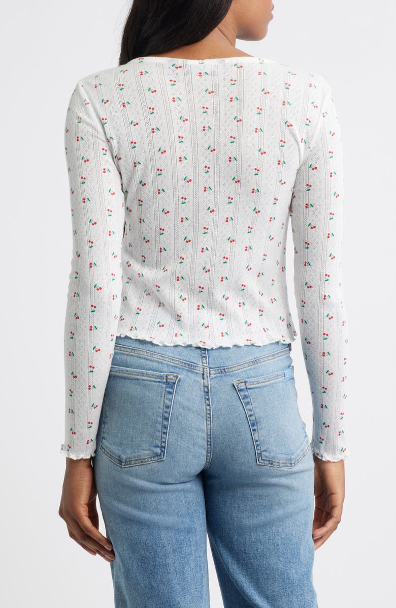 VERO MODA Marie Tie Front Cotton Blend Cardigan, Alternate, color, Snow White Aop Cherr