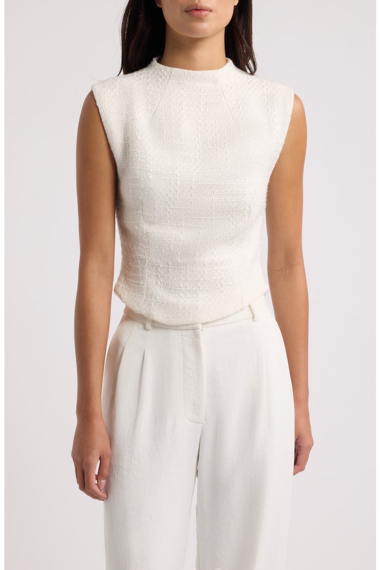 Bouclé Top, Main, color, WHITE