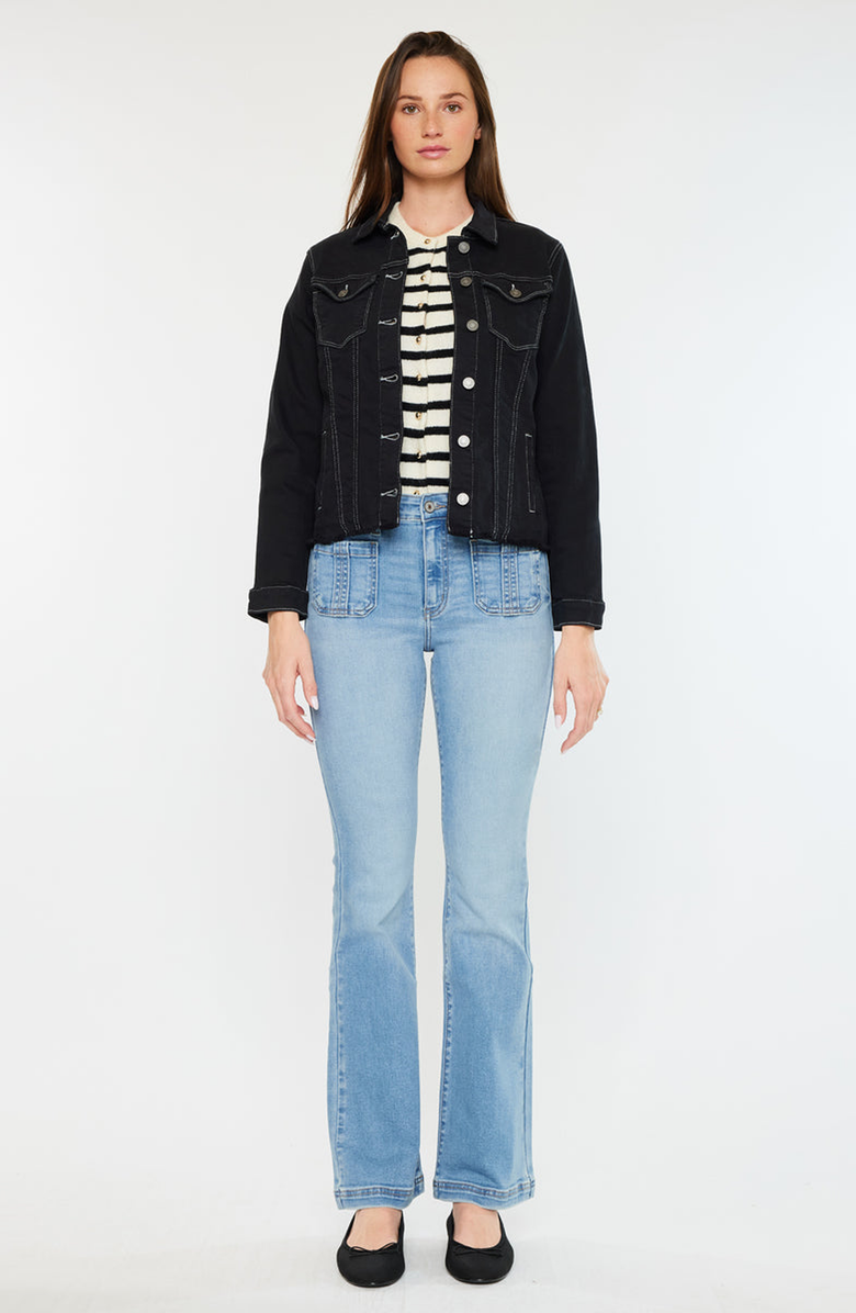 KanCan Jane Denim Jacket, Alternate, color, Black