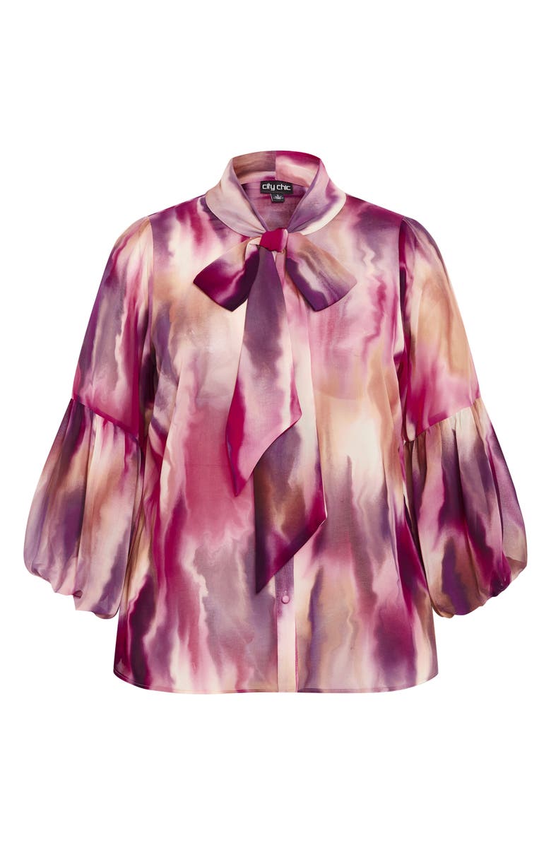 City Chic Romance Semisheer Button-Up Shirt, Alternate, color, 