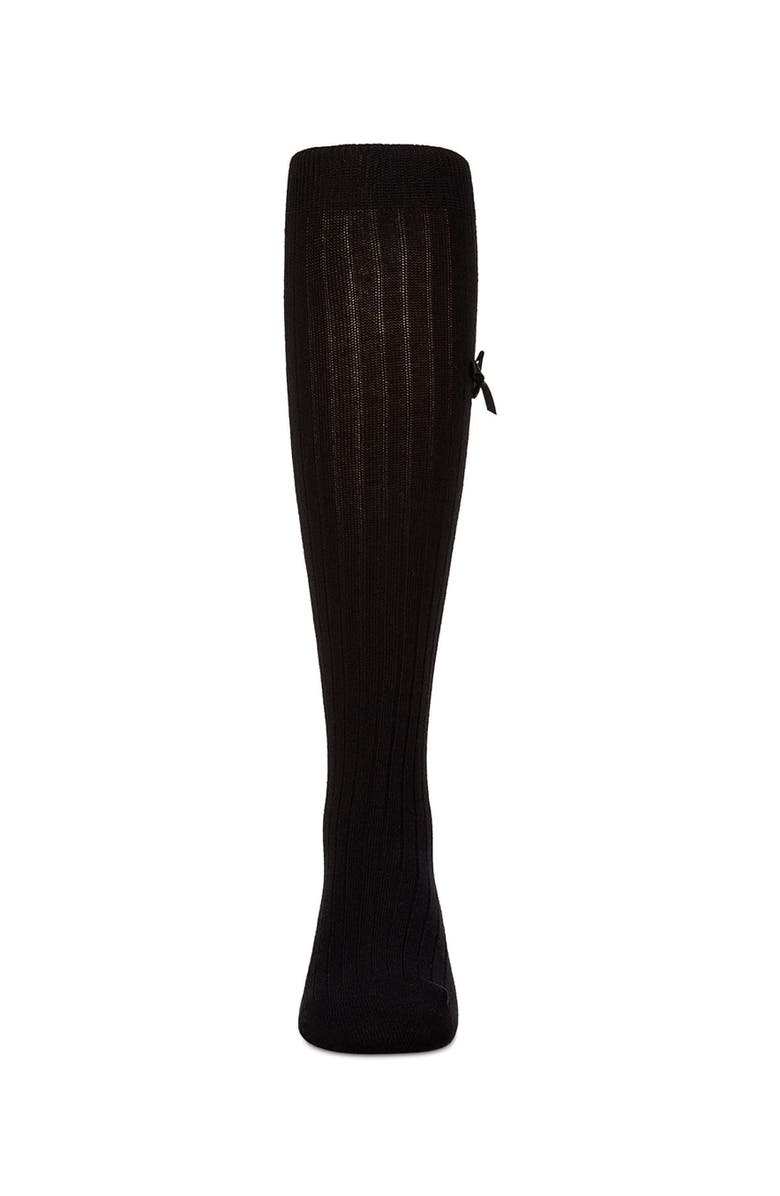 MeMoi Fancy Logo and Bow Trimmed Knee Sock, Alternate, color, Black