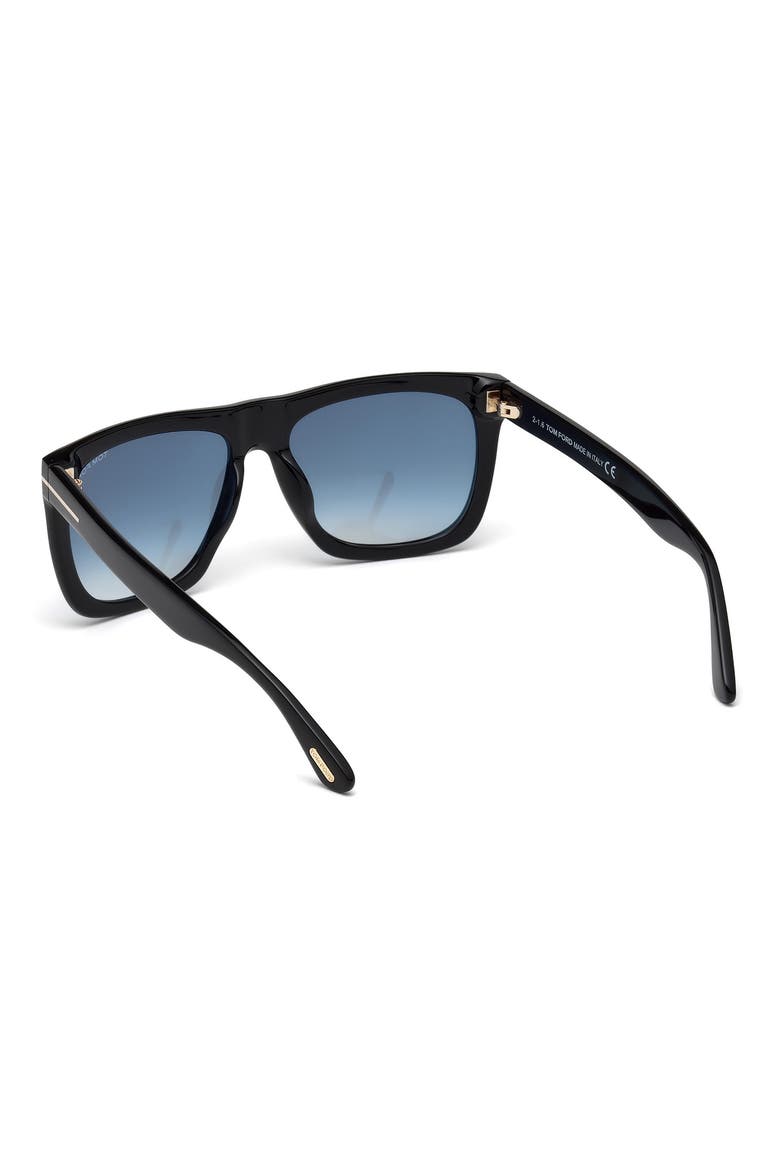 Morgan 57mm Gradient Rectangle Sunglasses, Alternate, color, SHINY BLACK/ GRADIENT BLUE