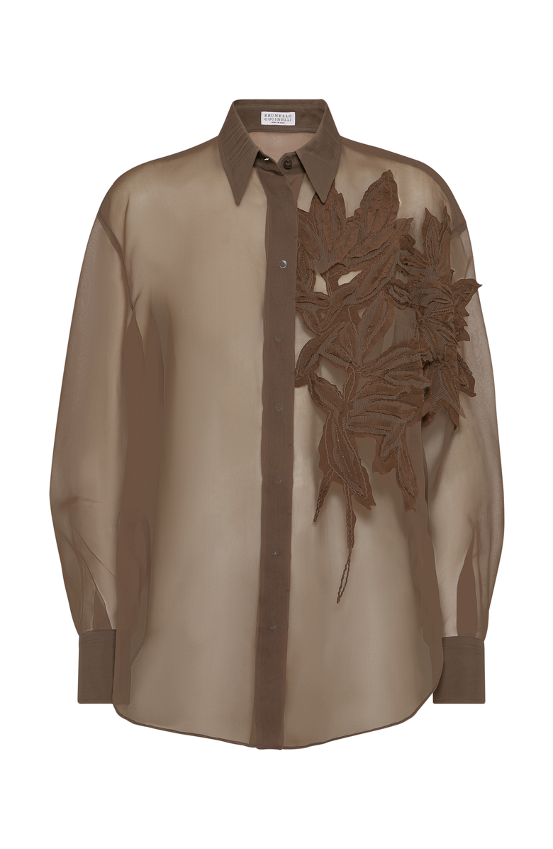 Brunello Cucinelli Flora Appliqué shirt, Main, color, 