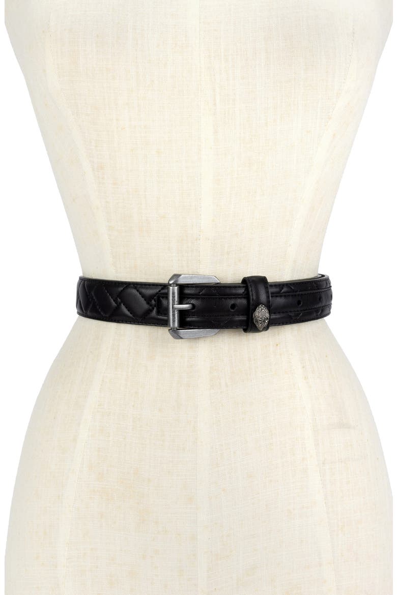 Micro Quilt Leather Belt, Alternate, color, BLACK ANTIQUE SILVER