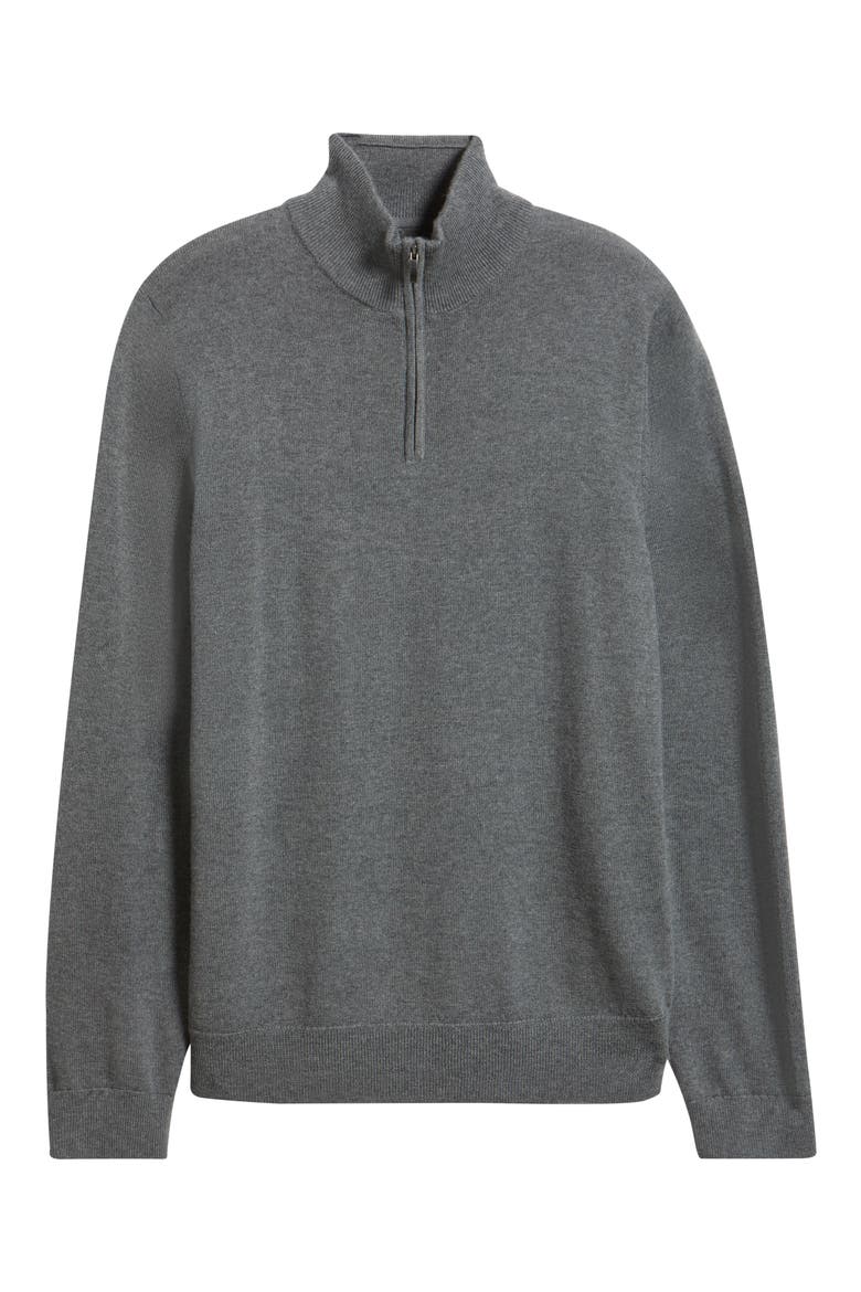 Washable Italian Merino Wool Quarter Zip Sweater, Alternate, color, GREY TURBULENCE HEATHER