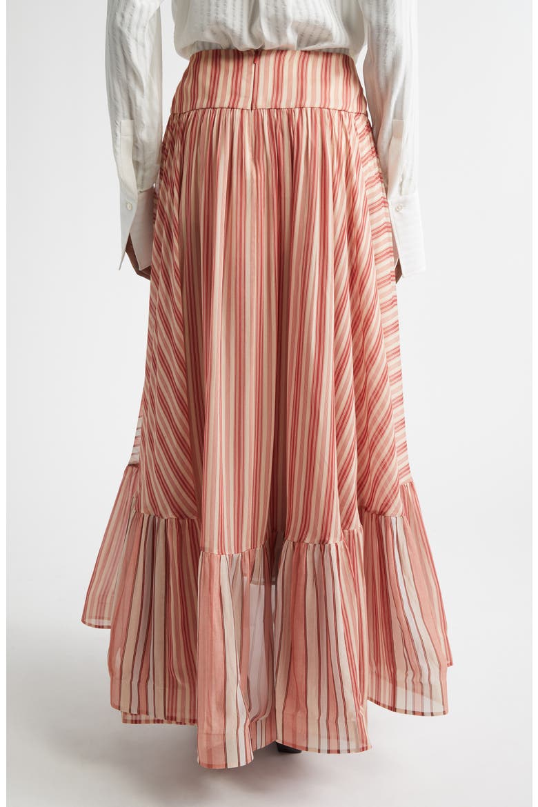 Rebellion Bohemian Stripe Tiered Maxi Skirt, Alternate, color, RED STRIPE