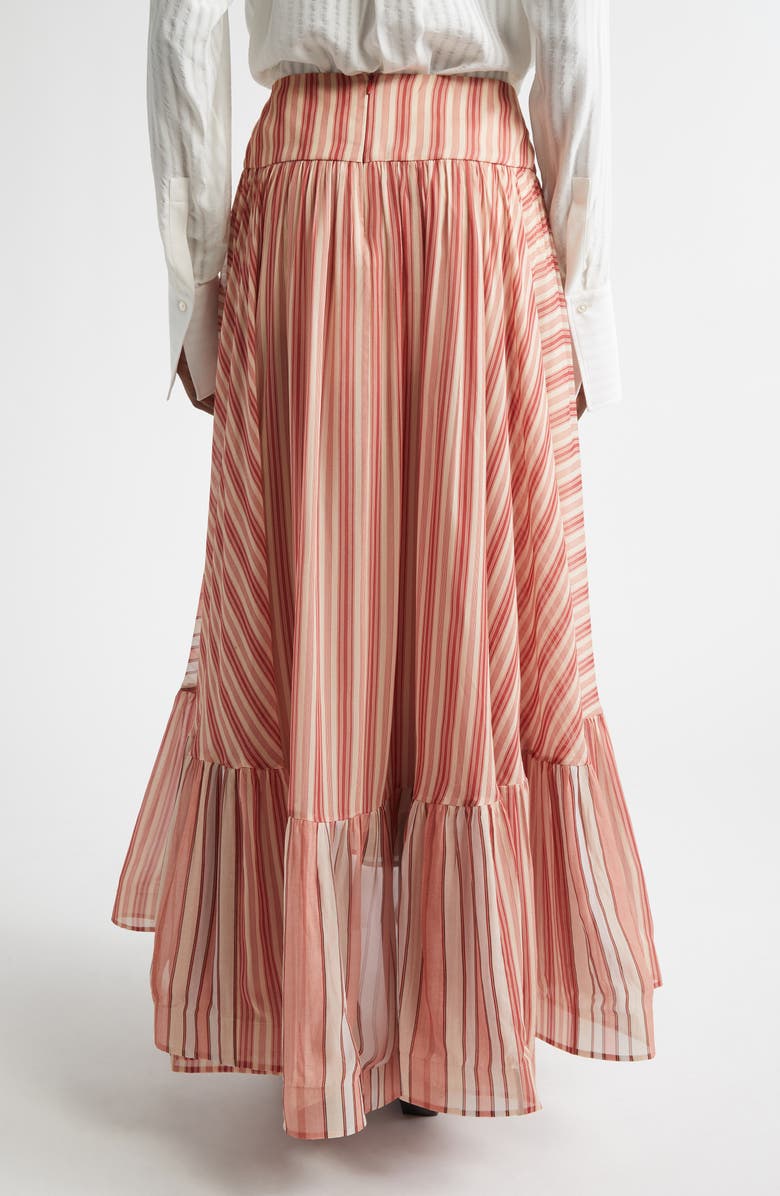 Zimmermann Rebellion Bohemian Stripe Tiered Maxi Skirt, Alternate, color, Red Stripe