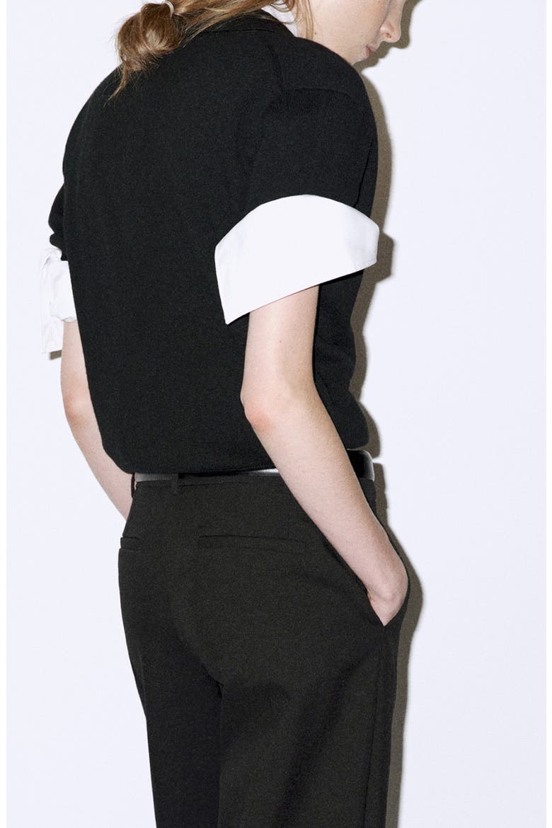 Polo Collar Wool Sweater, Alternate, color, BLACK