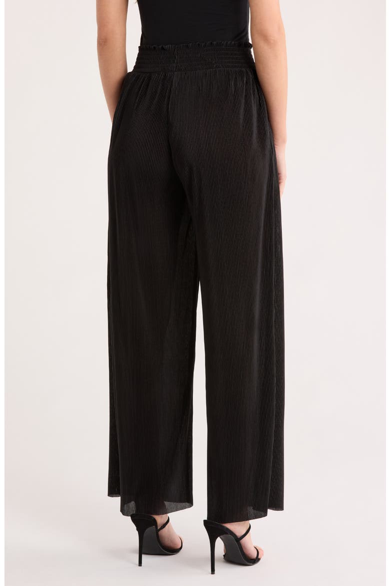 Plissé Wide Leg Pants, Alternate, color, BLACK