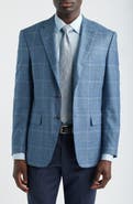 Canali Siena Regular Fit Blue Windowpane Check Silk & Cashmere Sport Coat