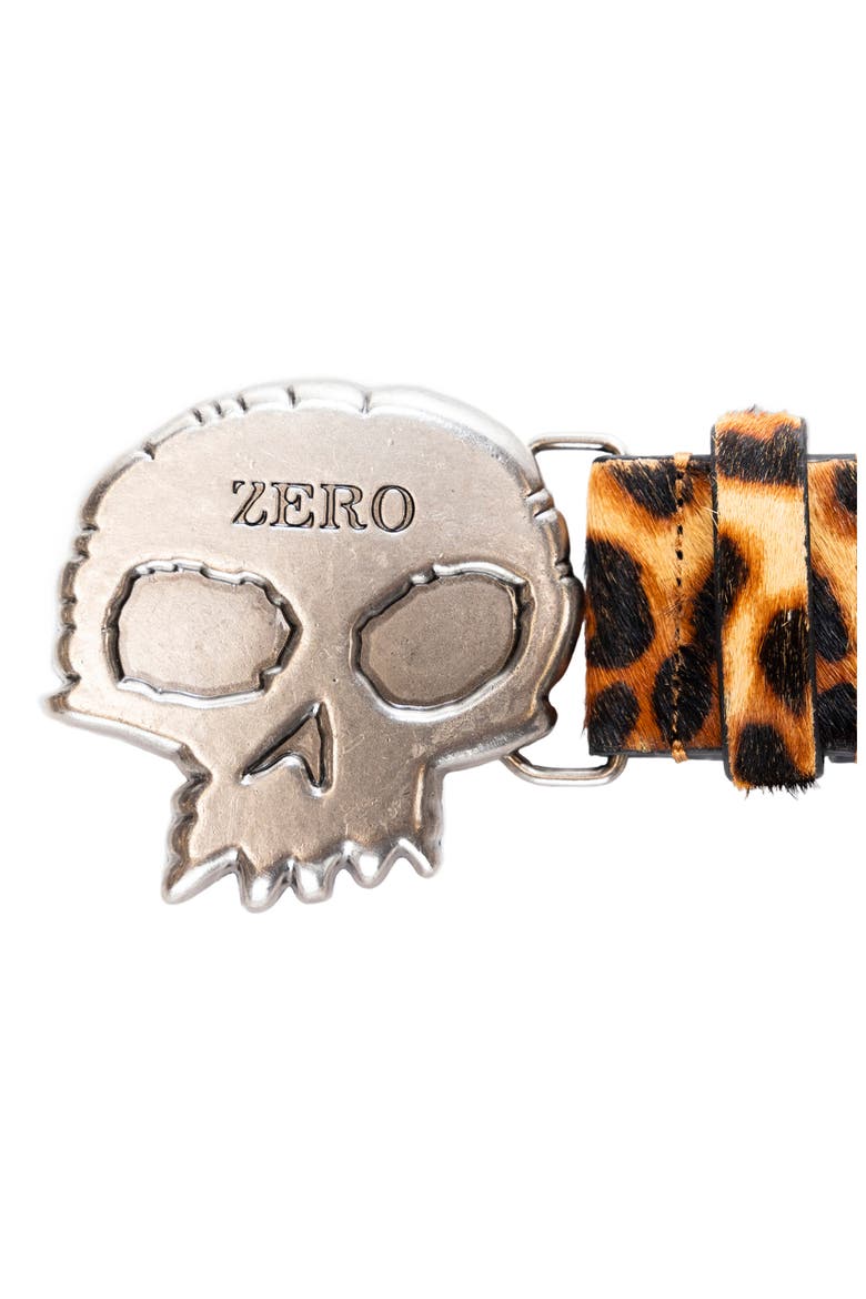 X Zero Skateboards Leopard Print Stud Genuine Calf Hair Belt, Alternate, color, LEOPARD