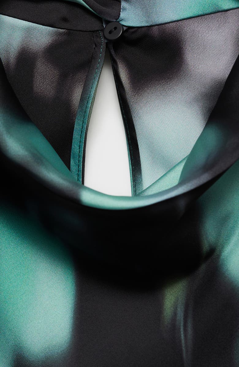 MANGO Abstract Print Tie Neck Long Sleeve Top, Alternate, color,