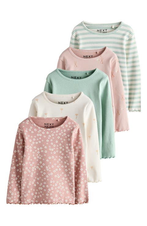 Kids' Assorted 5-Pack Long Sleeve Rib T-Shirts (Baby, Toddler & Little Kid)