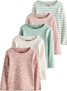 NEXT Kids' Assorted 5-Pack Long Sleeve Rib T-Shirts