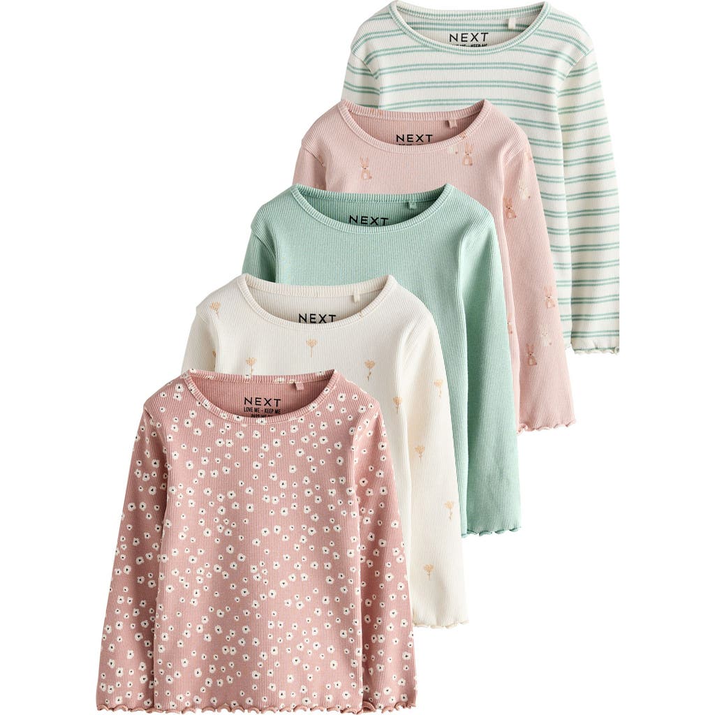 Next Kids' Assorted 5-pack Long Sleeve Rib T-shirts In Multi