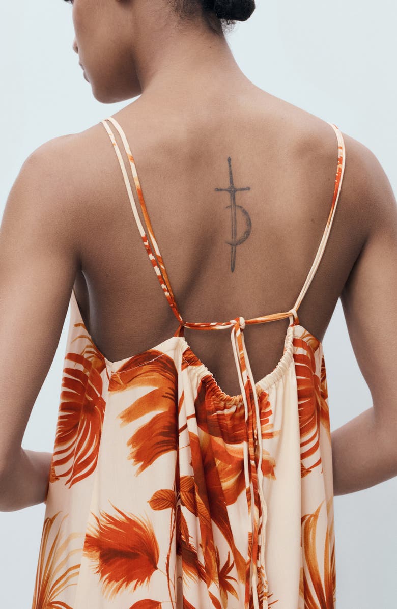 MANGO Palm Halter Sundress, Alternate, color, Brown