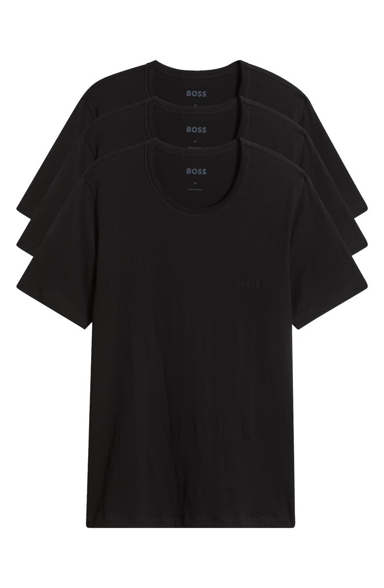 BOSS Men's 3-Packs Cotton Crewneck T-Shirts, Alternate, color, Black