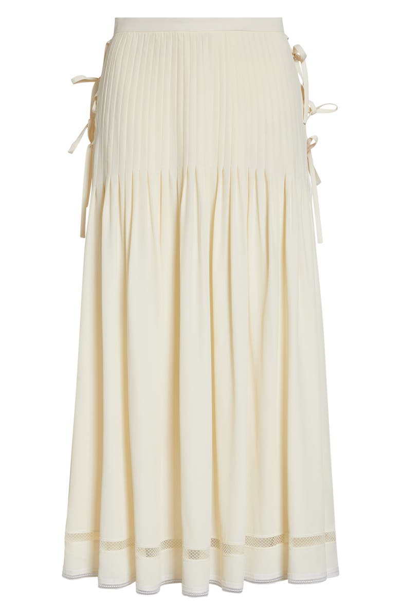 Rabanne Side Bows Crepe Midi Skirt, Main, color, Ecru