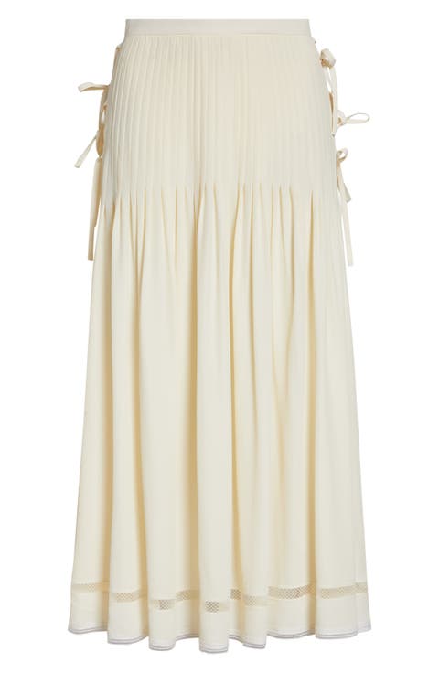 Side Bows Crepe Midi Skirt