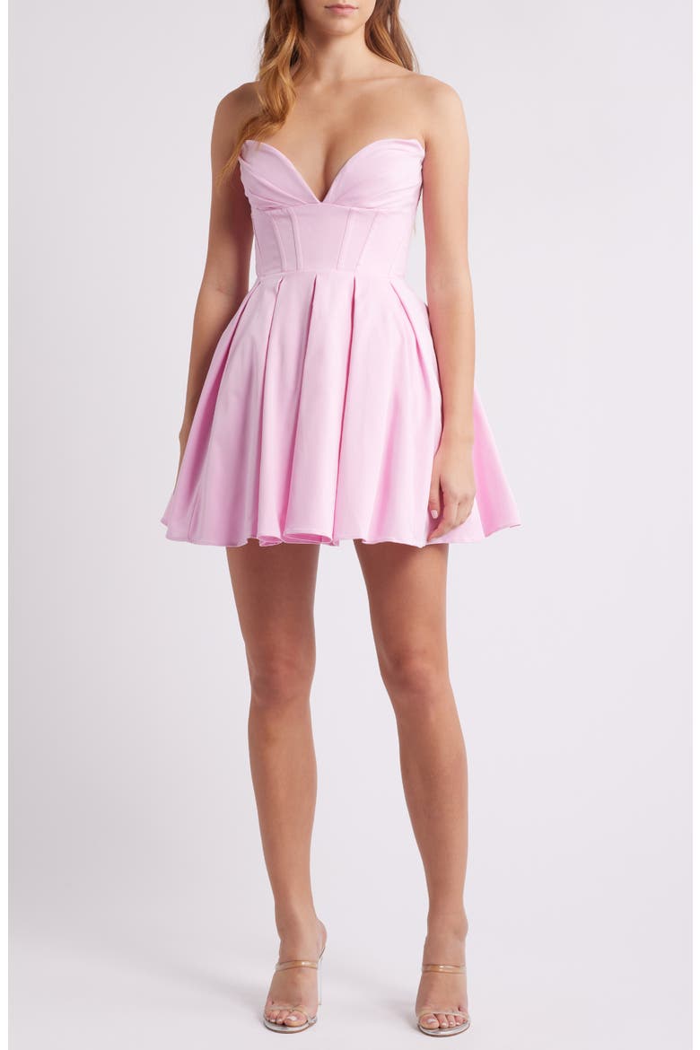 Mar Strapless Corset Fit & Flare Minidress, Alternate, color, PIROUETTE