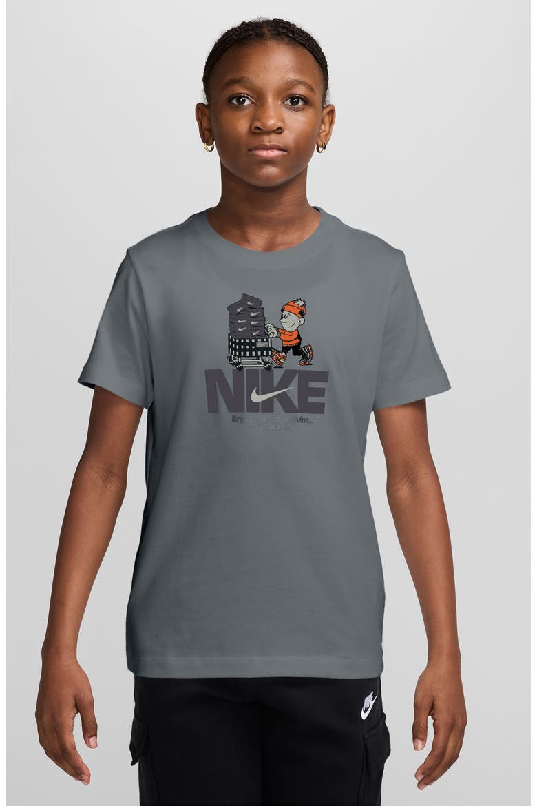 Kids' Sportswear Cotton Graphic T-Shirt, Main, color, SMOKE GREY