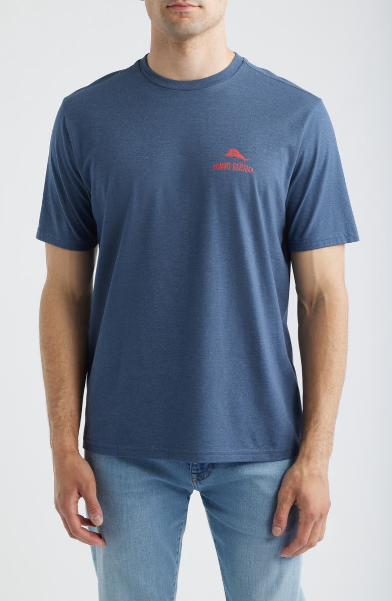 Tommy Bahama Run, White & Brew Graphic T-Shirt, Main, color, Navy Heather