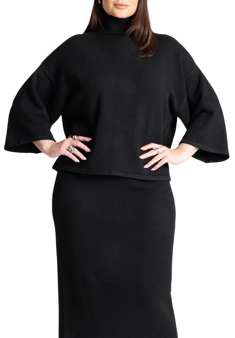 Boxy Three Quarter Sleeve Turtleneck