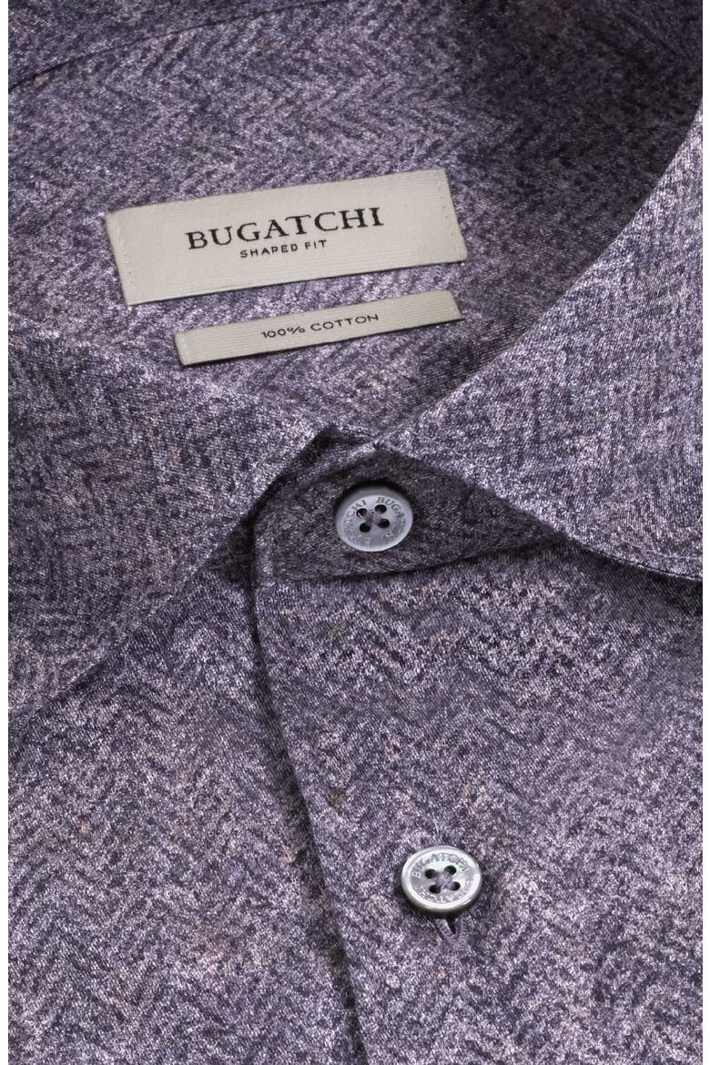 Alvin Shaped Fit Herringbone Cotton Shirt, Alternate, color, ANTHRACITE