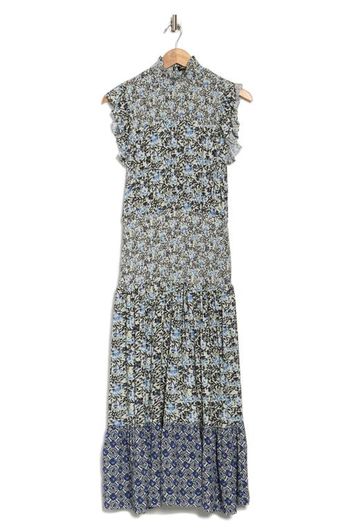 Area Stars Blue Vine Flutter Sleeve Smocked Midi Dress