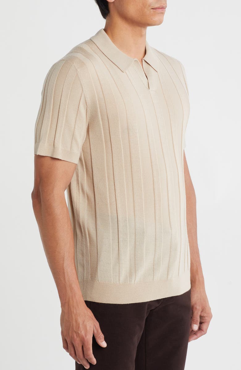 Nordstrom Rib Short Sleeve Merino Wool & Silk Johnny Collar Sweater, Alternate, color,