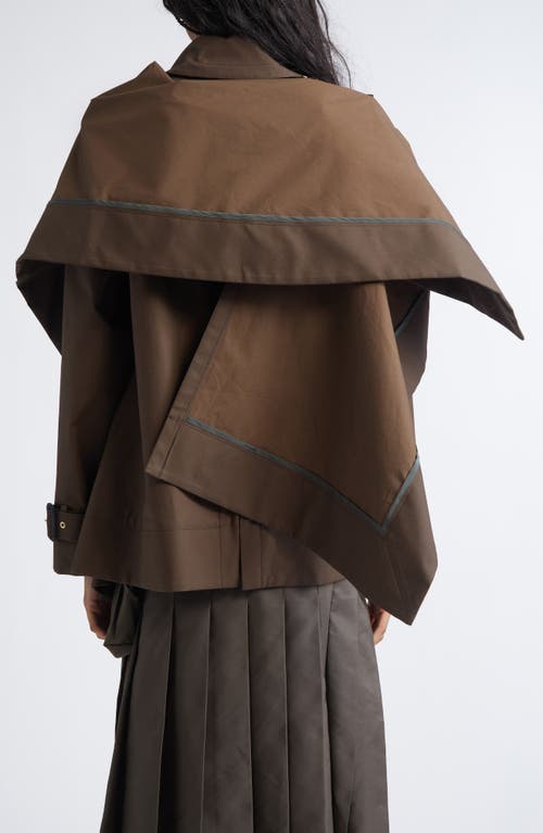 Sacai Cascade Panel Trench Coat In Brown