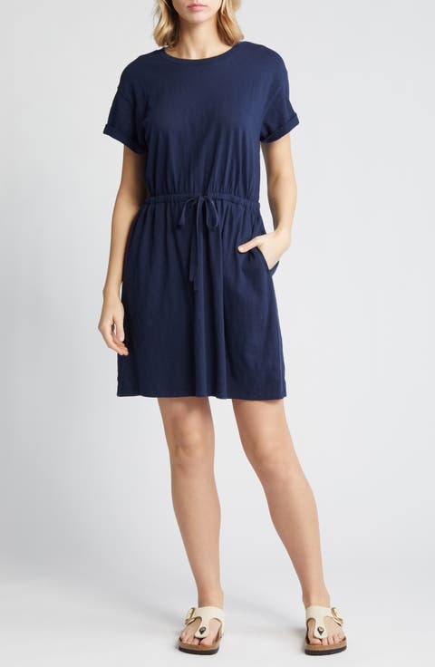 Drawstring Waist Organic Cotton T-Shirt Dress