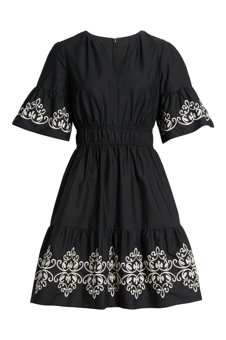 Ruffle Cotton Dress, Alternate, color, BLACK