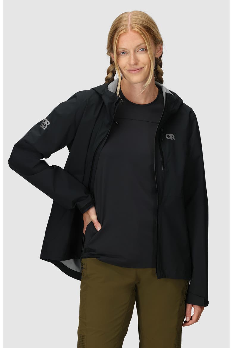 Freewheel Stretch Rain Jacket, Alternate, color, BLACK