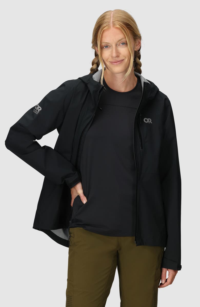Outdoor Research Freewheel Stretch Rain Jacket, Alternate, color, Black