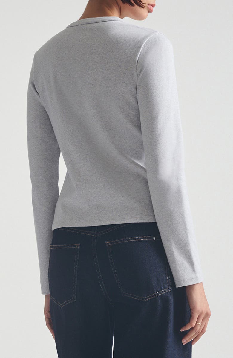 Brooklyn Industries Long Sleeve Stretch Cotton Crop Henley, Alternate, color, Light Grey Melange