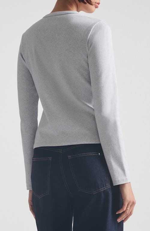 Brooklyn Industries Long Sleeve Stretch Cotton Crop Henley In Gray