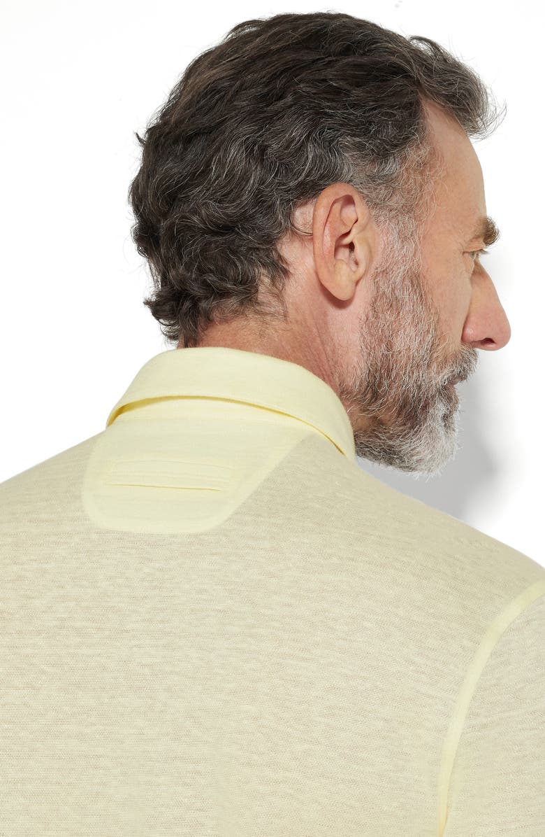 ZEGNA Linen Polo, Alternate, color, Light Yellow Solid