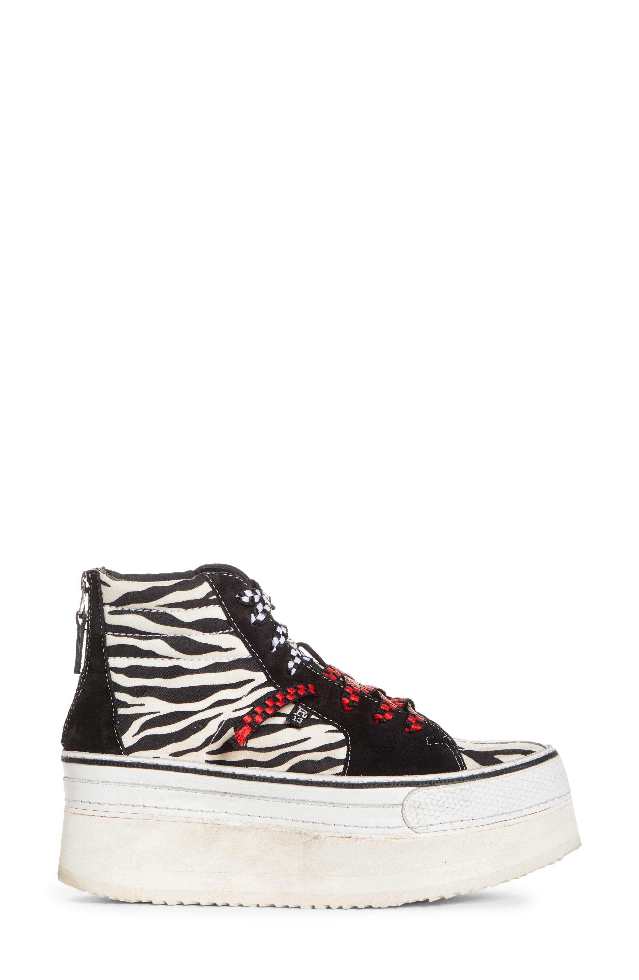 R13 Zebra Print Platform High Top Sneaker, Alternate, color, 
