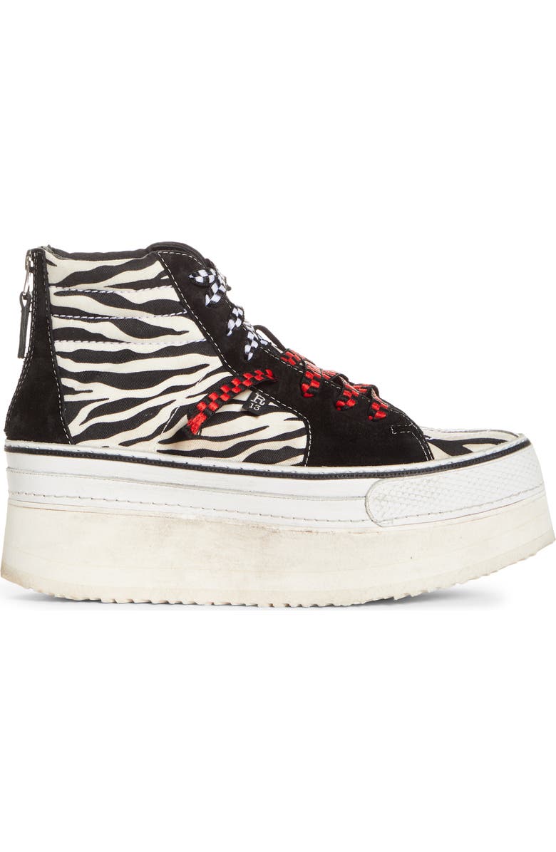 R13 Zebra Print Platform High Top Sneaker, Alternate, color,