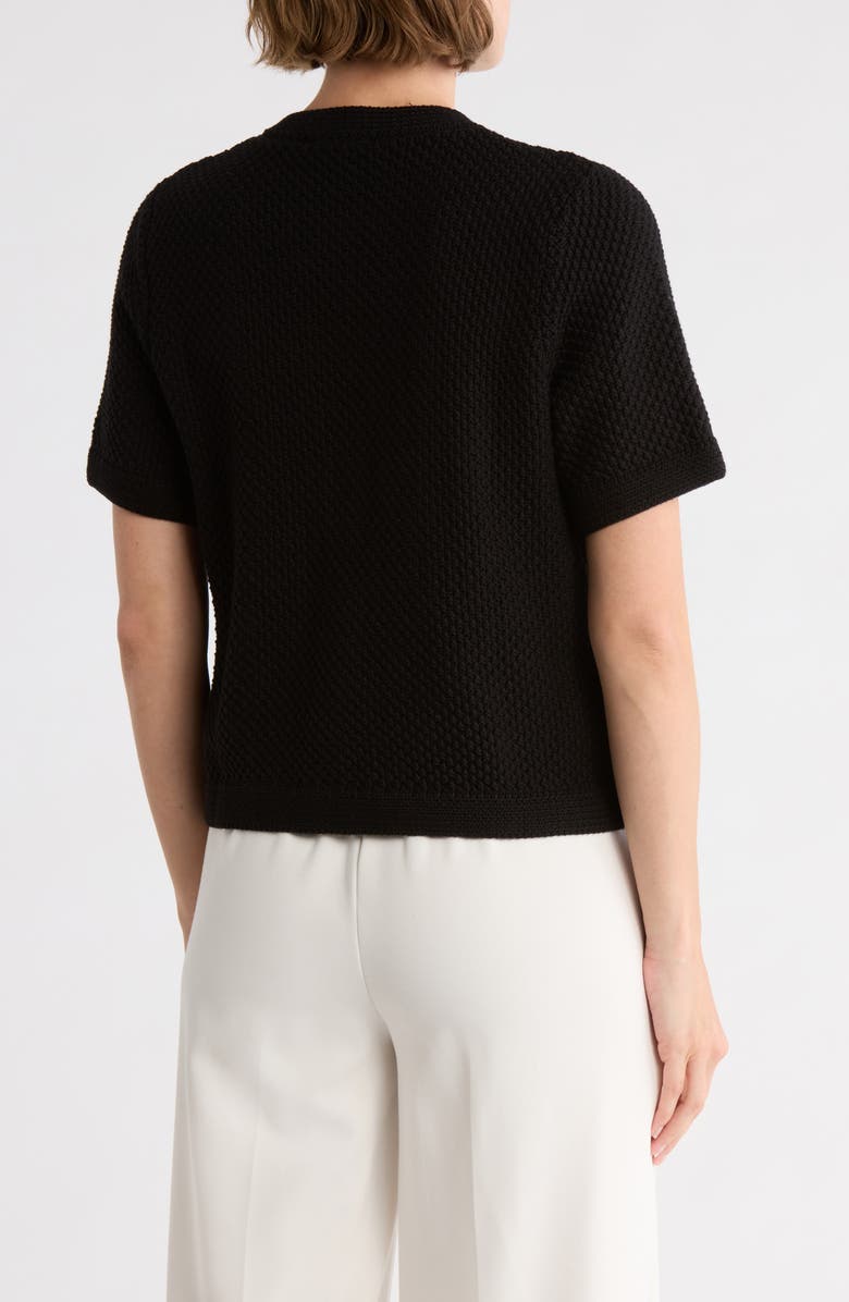 Adrianna Papell Cotton Short Sleeve Cardigan, Alternate, color, Black